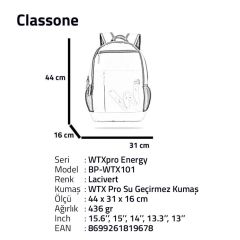 Classone WTXpro Energy Serisi BP-WTX103 15.6 inch Uyumlu Macbook, Laptop , Notebook Sırt Çantası- Mor