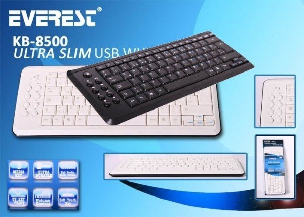 Everest KB-8500 Beyaz / Siyah USB Q Multimedia Klavye