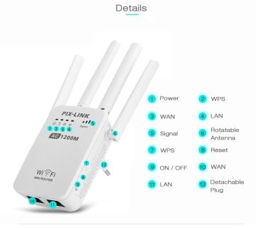 Pix-Link LV-WR09 Kablosuz- N WPS + WISP+WDS 300 Mbps Repeater+Access Point+Bridge Kablosuz Router