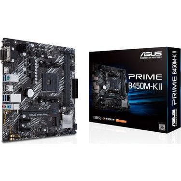 Asus PRIME B450M-K II  DDR4 4400 HDMI DVI VGA M2 USB3.2 mATX BIOS Flashback