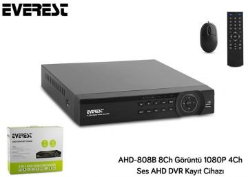 Everest AHD-808B 8Ch Görüntü 1080P 4Ch Ses AHD DVR Kayıt Cihazı