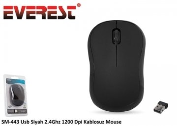 Everest SM-443 Usb Siyah 2.4Ghz 1200 Dpi Kablosuz Mouse