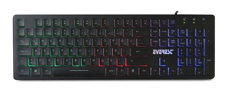 Led Aydınlatmalı İnce Klavye - Everest KB-840 Usb Q Standart Klavye