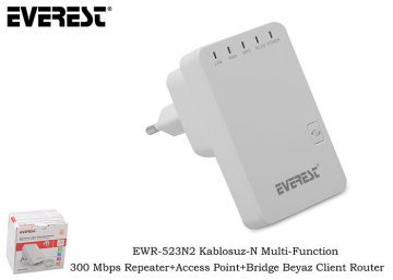 Everest EWR-523N2 Kablosuz-N Multi-Function 300 Mbps Repeater+Access Point+Bridge Beyaz Client Router