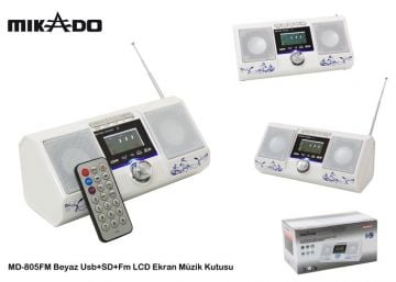 Mikado MD-805FM Beyaz Usb+SD+Fm LCD Ekran Müzik Kutusu