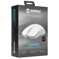 Everest SGM-L1 LUMOS Beyaz Gri 6400dpi RGB Ledli Makrolu Gaming Oyuncu Mouse