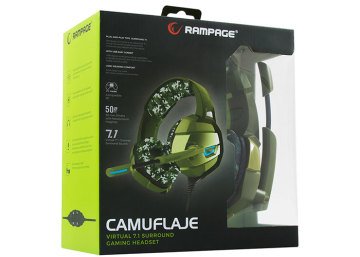 Rampage RM-K5 CAMUFLAJE Kamuflaj Renkli 7.1 Surround Sound System USB Mikrofonlu Oyuncu Kulaklığı