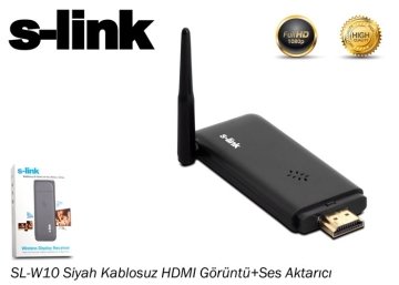 S-link SL-W10 Kablosuz HDMI Siyah HDMI Görüntü+Ses Aktarıcı