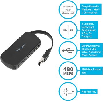 Targus Ach114eu Usb 2.0 Hub 4'lü Çoğaltıcı