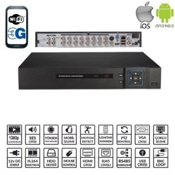Ezcool Ez-5116Ahd 16 Kanal 2 Ses 1Hdd Hdmi Ip Uyumlu Ahd Dvr Kamera Kayıt Cihazı