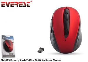 Everest SM-613 Kırmızı/Siyah 2.4Ghz Optik Kablosuz Mouse