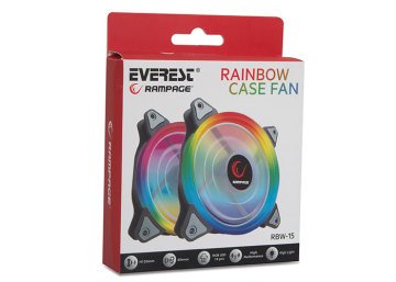Rampage RBW-15 120*120*25mm Gökkuşağı 16m Renk 15*Led Kasa Fanı