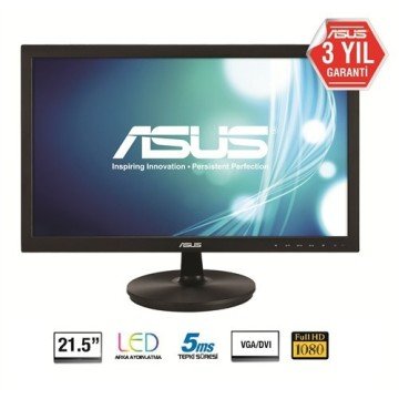 Asus VS228NE 21.5'' Full Hd Monitör...ASCR Özellikli  Splendid/Smart View Teknolojili Enerji Tasarruflu 21.5'' 5ms Siyah Wide 1920x1080, VGA,DVI, Vesa Full Hd Led Monitör