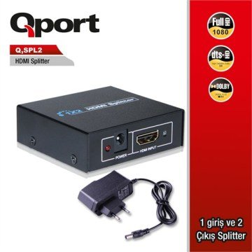 Qport Q-SPL2 Full HD 1 Giriş 2 Çıkışlı HDMI Splitter/Sinyal Çoğaltıcı