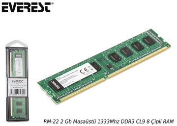 Everest RM-22 2 Gb Masaüstü 1333Mhz DDR3 CL9 8 Çipli RAM