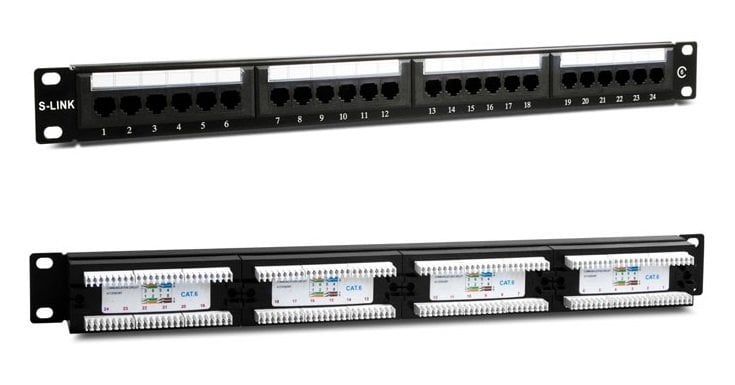 24 Port Cat6 UTP Patch Panel - S-link SL-P624 Dolu Patch Panel