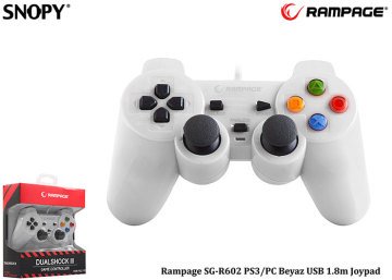 Snopy Rampage SG-R602 PS3/PC Beyaz USB 1.8m Joypad