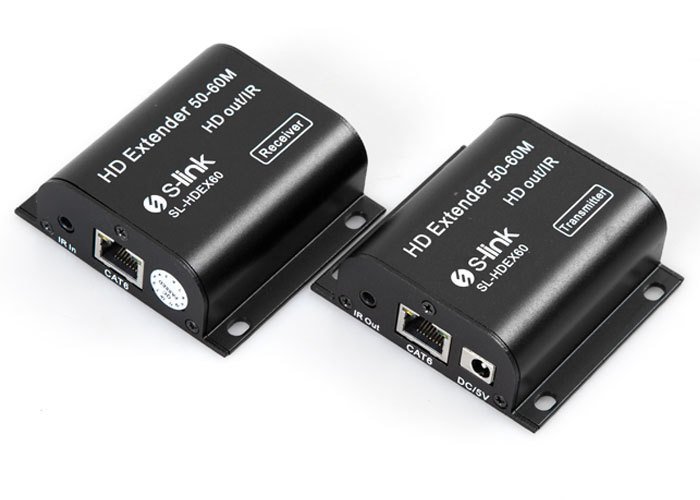 S-Link SL-HDEX60 IR+RS232/CAT6+2HDMI OUT 1080P Full Hd Hdmi Görüntü-Ses Sinyalini ve Kumanda Sinyalini Cat6 Kablo İle Max. 60mt İletici Extender