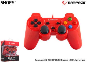 Snopy Rampage SG-R602 PS3/PC Kırmızı USB 1.8m Joypad