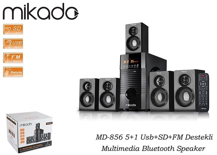 Mikado MD-856 5+1 Usb+SD+FM Destekli Multimedia Bluetooth Speaker