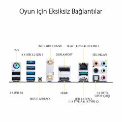 ASUS TUF GAMING B550M-PLUS (WI-FI) AMD B550 AM4 DDR4 4400 DP HDMI Çift M2 USB3.2 AX WiFi + BT ARGB 2.5Gbit LAN mATX PCIe 4.0 ECC RAM Desteği