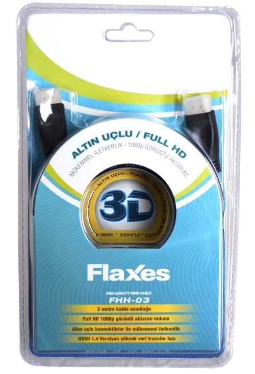 FLAXES FHH-03 HDMI 3MT 1.4VR 3D ALTIN UÇ %100 BAKIR BLISTER KUTU
