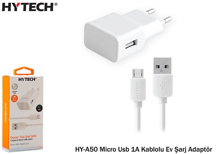 Hytech HY-A52 Micro Usb 1A Kablolu Ev Şarj Adaptör