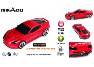 Mikado MD-600FM Kırmızı Mikro SD+FM Destekli Araba Şekilli Müzik Kutusu