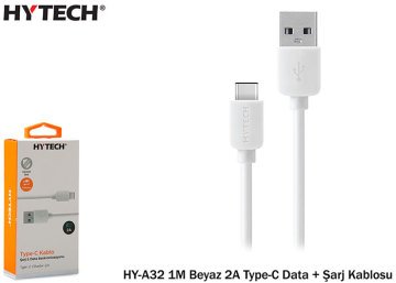 Hytech HY-A32 1M Beyaz 2A Type-C Data + Şarj Kablosu