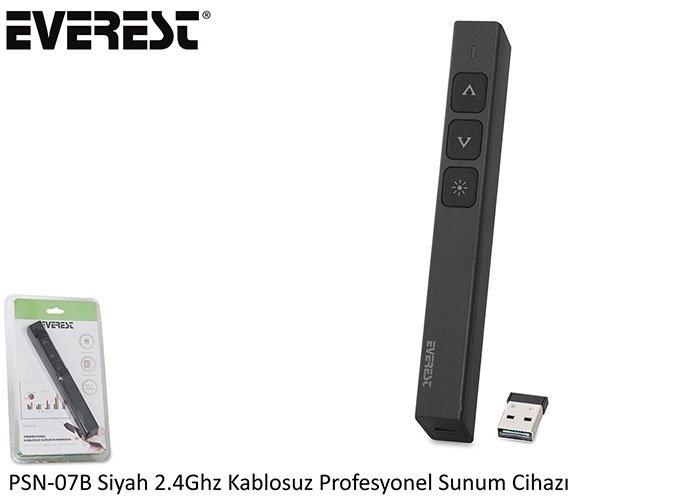 Everest PSN-07B Siyah 2.4Ghz Kablosuz Profesyonel Sunum Cihazı