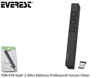 Everest PSN-07B Siyah 2.4Ghz Kablosuz Profesyonel Sunum Cihazı