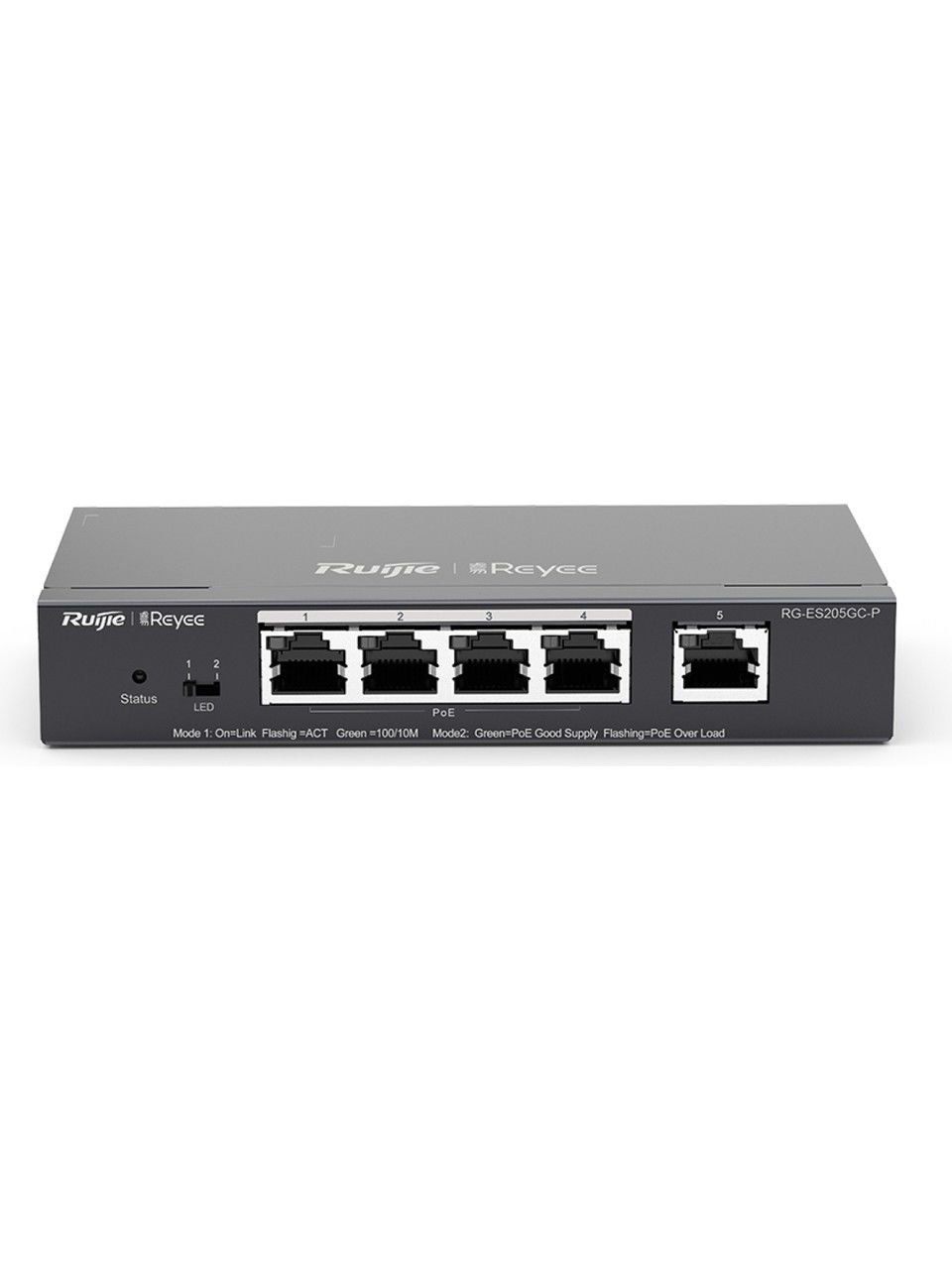 Reyee RG-ES205GC-P 5 Portlu, 10/100/1000 Gigabit, Yönetilebilir Switch, 4 Port PoE+ (54W)