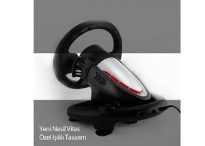 Snopy V5H Usb Metalik Pro Direksiyon Seti...Titreşimli El Frenli Metalik Sport Tasarım Profesiyonel Oyuncu Direksiyon Seti