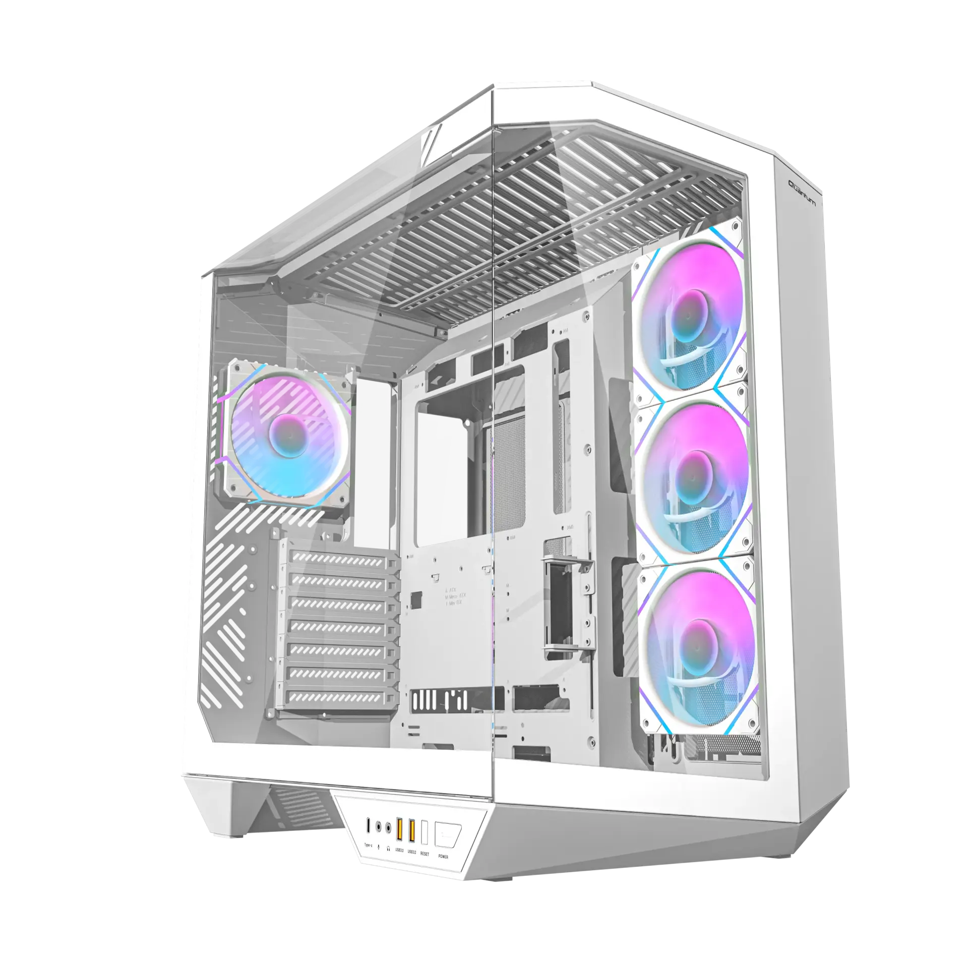 Quantum Proxima TYPE-C+2xUSB3.0+HD Audio 4xARGB Fan 390mm VGA Temperli Cam 850W Beyaz
