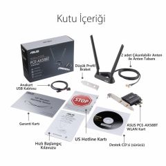 ASUS PCE-AX58BT WIFI6 DUAL BAND-GAMİNG-KABLOSUZ PCIE ADAPTÖR+BLUETOOTH