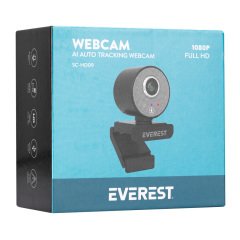 Everest SC-HD09 1080P Full HD Auto Tracking Harekete Duyarlı Tripod ve Mikrofonlu Siyah Webcam Usb Pc Kamera