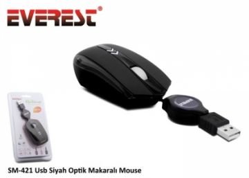 Everest SM-421 Usb Siyah Optik Makaralı Mouse