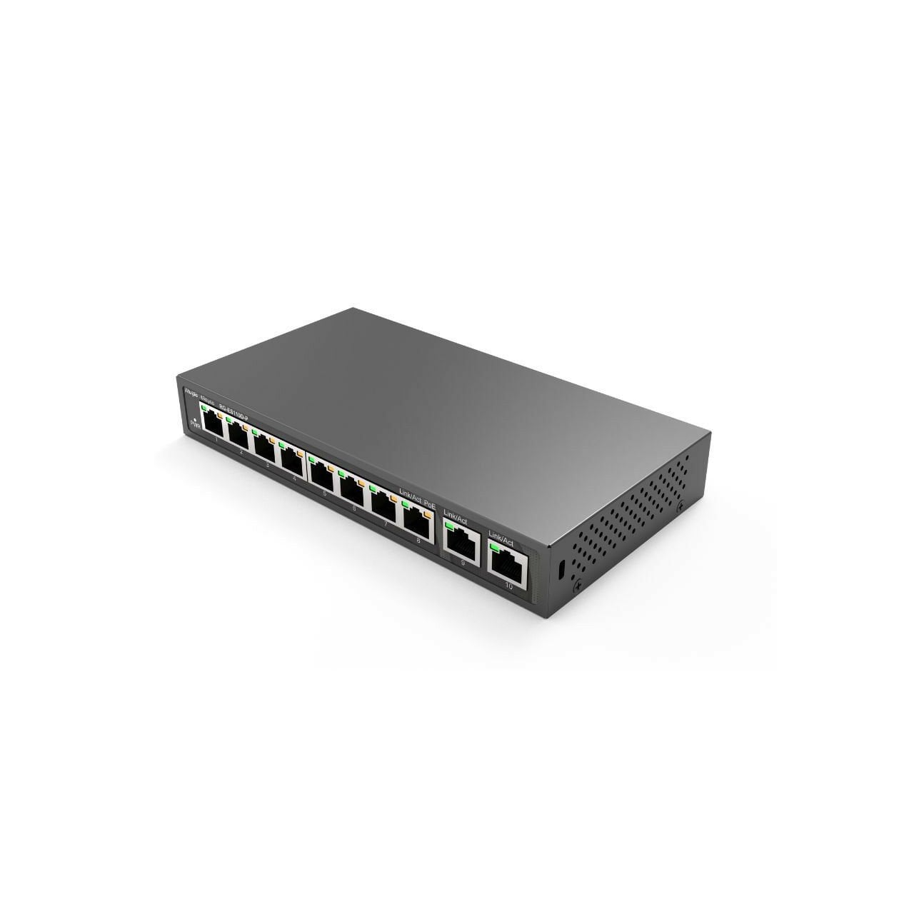 Ruijie Reyee RG-ES110D-P 10 Port 10/100 Mbps Yönetilmeyen PoE+ Switch 8 Port PoE+ 110W 2 Gigabit Uplink