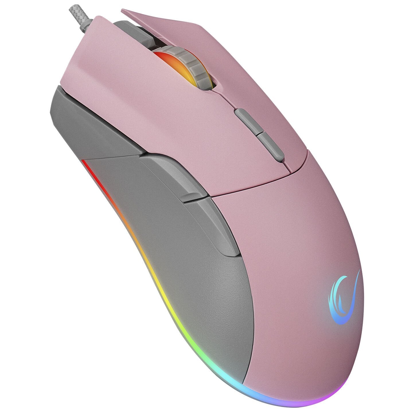 Rampage SMX-R21 COMPACT Usb Pembe/Gri RGB Işıklı+Macro 7200dpi / 1000hz Gaming Oyuncu Mouse Rampage