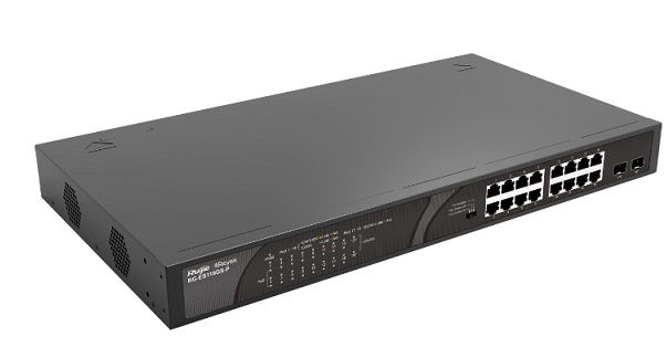 Ruijie Reyee RG-ES118FGS-LP 18 Port 10/100 Mbps Yönetilmeyen PoE+ Switch 16 Port PoE+ 120W 2 Gigabit Combo