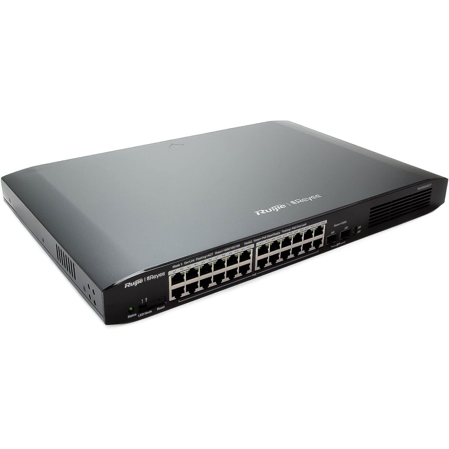 Reyee RG-ES126FGS-LP 26 Portlu, 10/100 Fast Ethernet,Tak Çalıştır Switch, 2 Gigabit Uplink, 1 Gigabit Combo, 24Port PoE+ (180W)