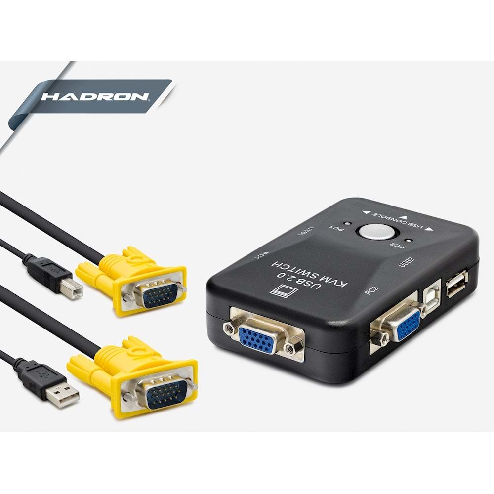 HADRON HD228 KVM SWITCH USB 2 GİRİŞ 1 ÇIKIŞ KABLOLU