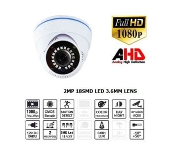 2Mp Ahd Dome Kamera - Ezcool Ez-1820 1080P 3.6mm 18 Smd Led