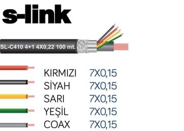 S-link SL-C410 4+1 Folyolu 100M CCTV Kablo