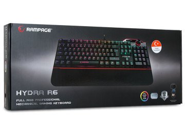 Rampage Hydra R6 Full Color RGB LED Gaming Pro Blue Switch Aluminyum Kaplama Multimedia Mekanik Klavye