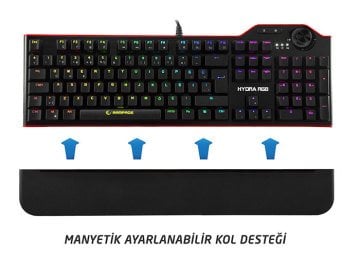 Rampage Hydra R6 Full Color RGB LED Gaming Pro Blue Switch Aluminyum Kaplama Multimedia Mekanik Klavye