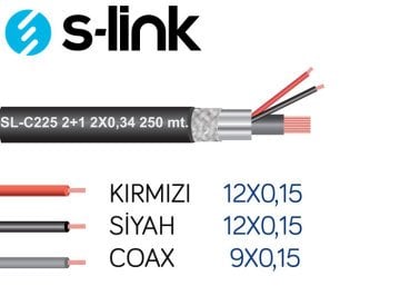S-link SL-C225 2+1 Folyolu 250M CCTV Kablo