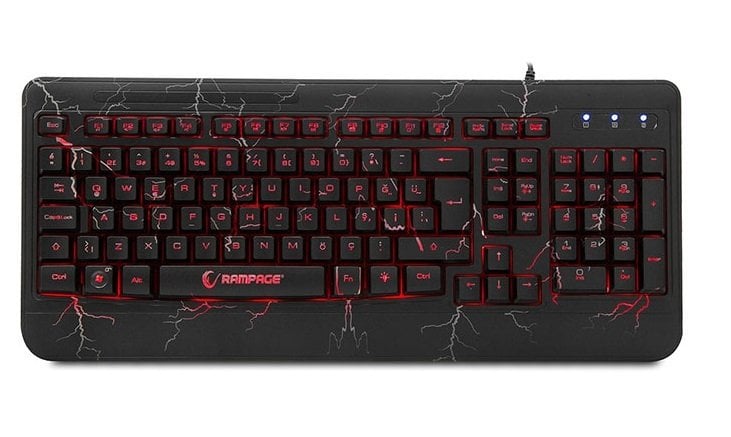 Rampage KB-R45 CRASH Gaming Oyuncu Klavye - Anti Ghosting Led Aydınlatma Örgü Kablo