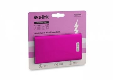 S-link IP-P22 4000mAh 1-2A Alüminyum Slim Powerbank Gül Kurusu Taşınabilir Pil Şarj Cihazı
