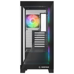 Rampage HYDRA V2 BLACK Type-C+USB3.0 Temperli Camlı 4*ARGB Infinity Fan+Hub E-ATX Exclusive Gaming Oyuncu Kasası